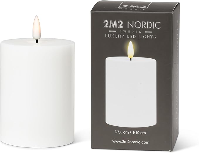 Abbott Collection Wax LED Flameless Pillar Candle - White (3x4 H)