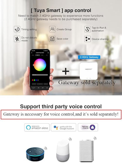 LGIDTECH E3-RF Miboxer 3 in 1 LED Strip Light Controller Tool-Free Wiring,Used for RGB & & RGBW & RGB+CCT LED Strip Light DC 12-24V,Smartphone APP & Voice Control via Gateway(Excluded)