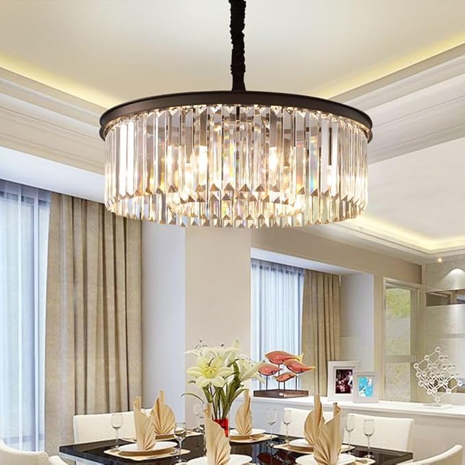 Crystal Chandeliers Modern Contemporary Ceiling Lights Fixtures Pendant Lighting Dining Room Living Room Chandelier D21.6 H7.1