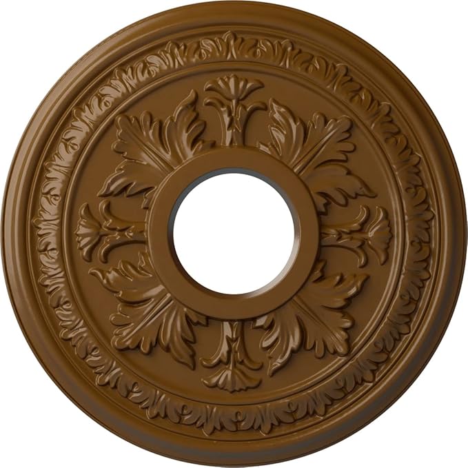 Ekena Millwork CM15BASTF 15-3/8" x 4-1/4" x 1-1/2" Baltimore Ceiling Medallion, Smokey Topaz
