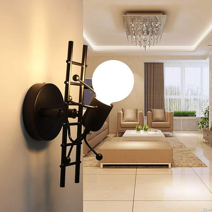 Kawell Creative Humanoid Wall Light Fixtures Indoor Wall Lamp Modern Wall Sconce Light Fixtures Art Deco for Children Room Bedroom Living Room Kitchen Stairs Hallway Restaurant Cafe Bar, Black
