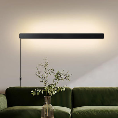 KELUOLY Modern Plug in Wall Lights, 31.4 inch Frosted Black LED Long Wall Sconce, 16W Warm White 3000K Acrylic Indoor Wall lamp,with 59" Plug Cable for Bedroom, Living Room, Hallway