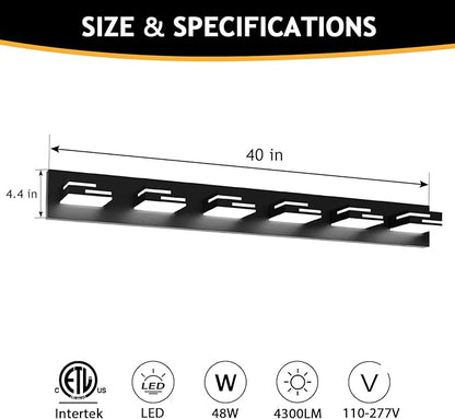 LED Modern Bathroom Vanity Light Fixtures 6-Light 40-inch 5CCT Dimmable Matte Black Vanity Lights for Bathroom Lighting Fixtures Over Mirror, with 360° Rotatable Acrylic Heads