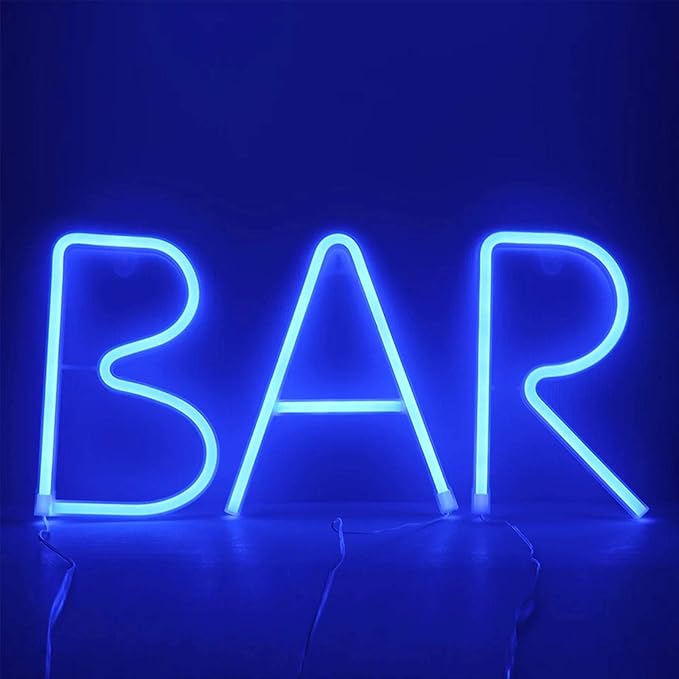 26 Alphabet Letter Lights Blue Letters Neon Lights Battery/USB Operated LED Light Sign Alphabet Plastic Marquee Wall Night Lamps Lighting up Words for Festival Christmas Birthday Wedding Party (I)