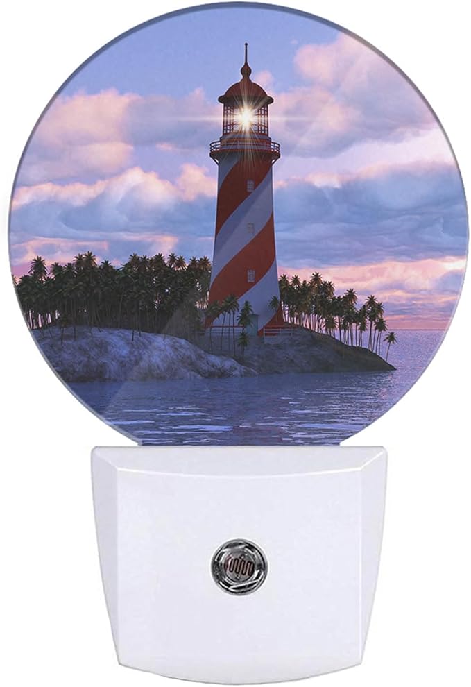 EKOBLA Lighthouse Plug-in Night Light, Coastal Sunset LED Nightlight with Dusk to Dawn Sensor for Home