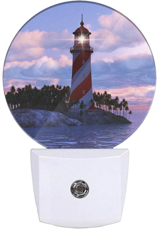 EKOBLA Lighthouse Plug-in Night Light, Coastal Sunset LED Nightlight with Dusk to Dawn Sensor for Home