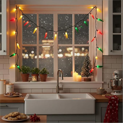 13.6Ft Multicolor Chili Pepper String Lights, 35 LED Red Green Yellow Jalapeno Lights, Plug-in Decorative Lights, Waterproof for Cinco de Mayo, Mexican Fiesta, Home Patio Party Christmas Tree Decor