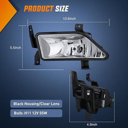 Nilight Fog Lights Assembly Compatible with 2006 2007 2008 Honda Pilot w/H11 12V 55W Bulbs Clear Lens Driver and Passenger Side
