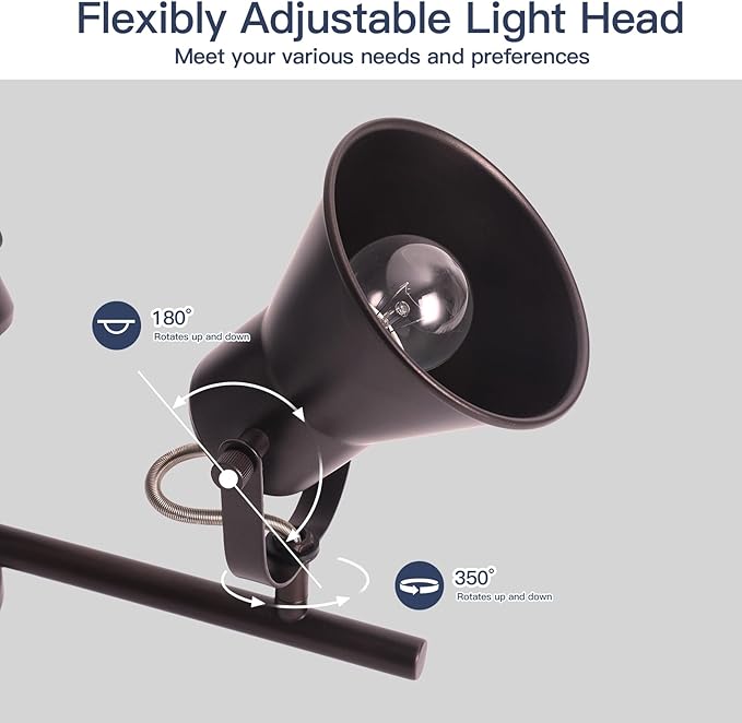 4-Light Brown Track Lighting Fixtures Ceiling, Directional Ceiling Spotlight with 4 Rotatable Heads, Modern Industrial Flush Mount Ceiling Light for Kitchen Island, Dining Room, Hallway