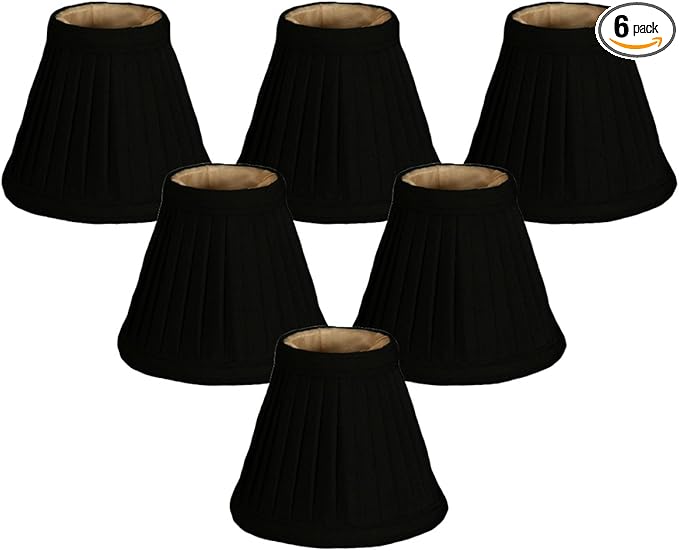 Royal Designs, Inc. CS-111BLK/GL-6 Pleated Empire Chandelier Shade, 2.5 x 5 x 4.25, Black with Gold, 6-Pack