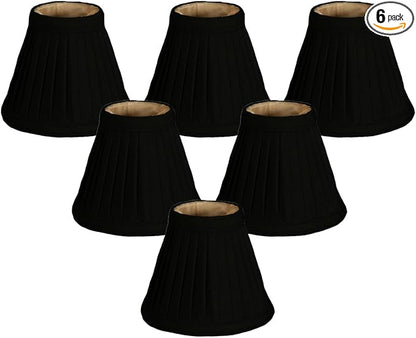 Royal Designs, Inc. CS-111BLK/GL-6 Pleated Empire Chandelier Shade, 2.5 x 5 x 4.25, Black with Gold, 6-Pack