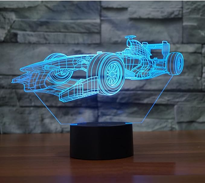 3D Racing Car LED Night Light, 16 Color Changing Lamp with Remote Control, Birthday Gift