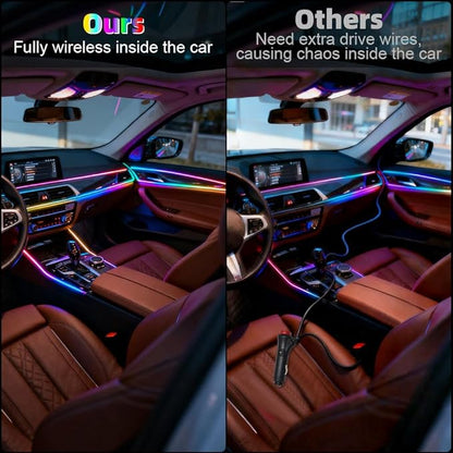Acrylic Interior Car Ambient Lighting Kits, LED Strip Lights with Wireless APP, Neon Fiber Optic Lights Function LED Strip for Car with Music Modes (10 in 1)