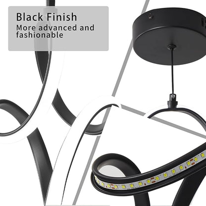 2 Packs Modern Led Pendant Light 5500K Cold White Kitchen Island Pendant Light Fixtures Adjustable Height Led Pendant Lamp for Kitchen Island Dining Room Hanging Light, 2 Packs (Black)