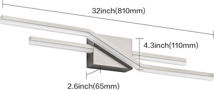 SOLFART Vanity Lights for Bathroom Dimmable Modern Brushed Nickel Bathroom Light Fixtures Over Mirror 32 Inch