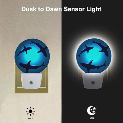 EKOBLA Shark Plug-in LED Night Light, Underwater Ocean Sea Creature Design, Dusk to Dawn Sensor, Coastal Nautical nightlight Decor for Bathroom & Bedroom