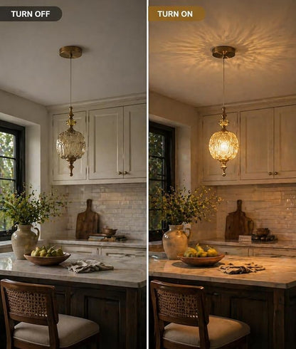 Amber Glass Pendant Lights Kitchen Island Pendant Light Fixtures Vintage Pendant Lighting for Bedroom Living Dining Room(4.75 in, 1 Pack)