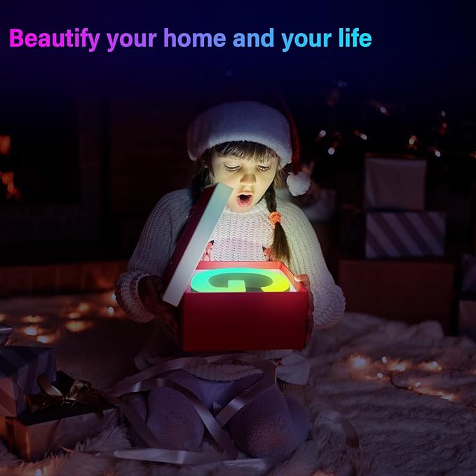 Light Up Letters Marquee Letter - Music Sync RGB Color Changing LED Lights Letter Logo Game Lights for Girls Women Party Birthday Christmas Valentine's Day Wall Desktop Decoration (MRGB-S)