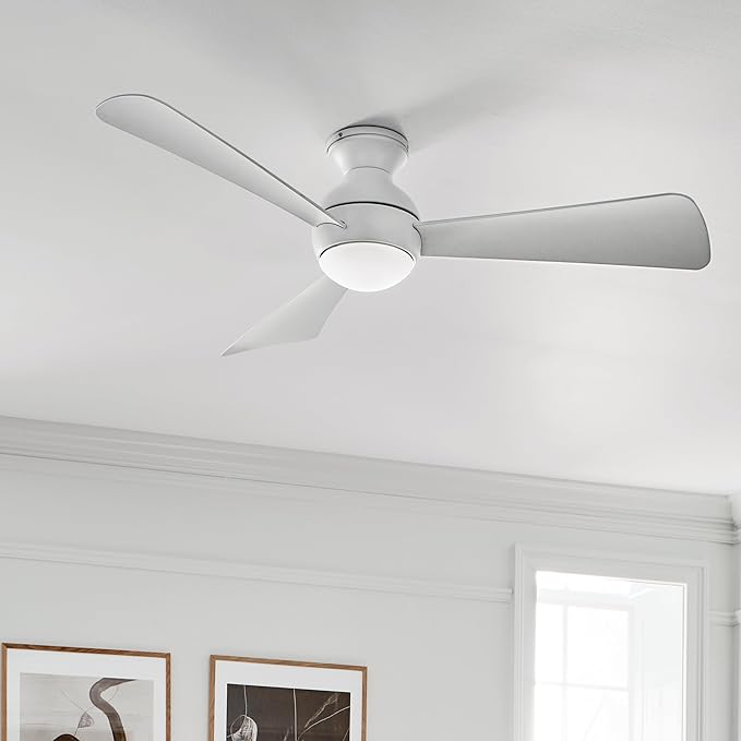 Kichler 330152MWH 54 Inch Sola Ceiling Fan LED, 3 Speed Wall Control Full Function, Matte White Finish with Matte White Blades