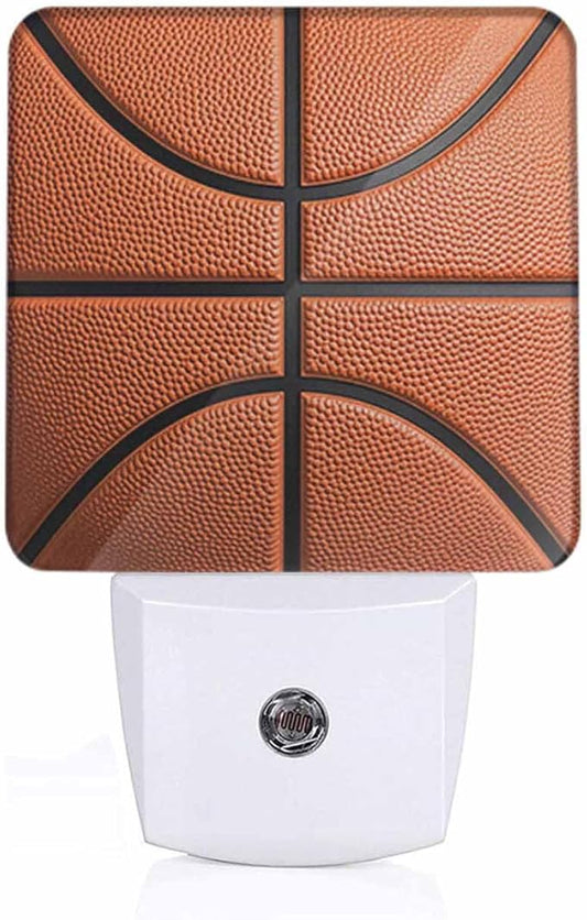 Basketball Background Night Lights Plug into Wall Highly Detailed Texture Night Light with Dusk to Dawn Sensor for Home Bedroom Bathroom Living Room 0.5W Sleep-Friendly