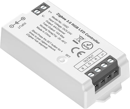 BTF-LIGHTING Tuya Zigbee 3.0 C03Z LED Controller Support RGB 4 pin (+V R G B) PWM FCOB COB SMD Light Strip Compatible with Echo Plus/4th Gen Philip Gateway DC5V/DC12V/DC24V Max 15A