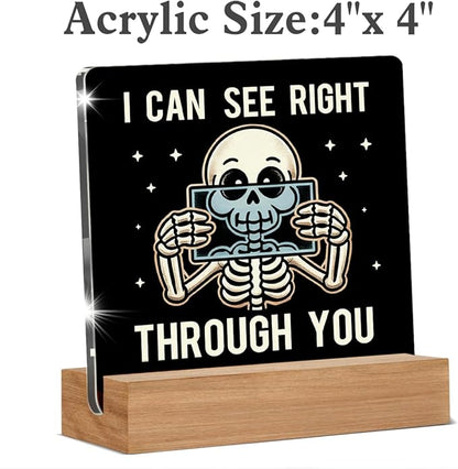 Funny Xray Tech Gifts for Women Men, Radiology Tech Gifts for Xray Tech Nurse MRI, Radiology Gift I Can See Through You Acrylic Plaque Office Desk Decor Sign 4 × 4 Inch
