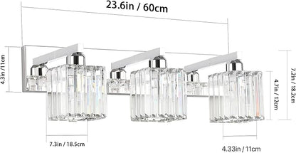 Aipsun Vanity Light Fixtures Crystal Bathroom Lighting Fixtures Chrome Vanity Light for Bathroom (Exclude Bulb)