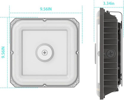 LED Canopy Lights Outdoor, with Selectable Wattage (100/80/60W) and CCT,IP65 Waterproof, for Carport, Gas Station, Tunnel, Warehouse, Inner Parkinglot,Shop Lights 10 * 10 (100W-1P)