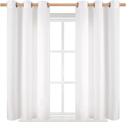 BGment Pure White Curtains 45 Inch Length 2 Panels Set for Bedroom, Grommet Thick Linen Look Burlap Textured Light Filtering Privacy Window Drapes for Farmhouse Living Room, 42 x 45 Inch