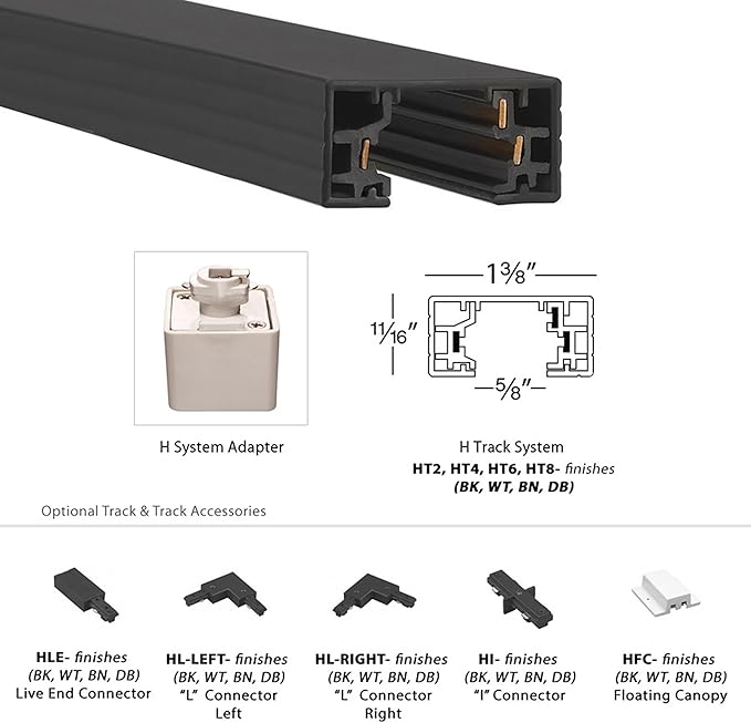 WAC Lighting H Track 120V Live End Power Feed Connector to Power Track from Either End for H Style 3-Wire Track Systems in Dark Bronze