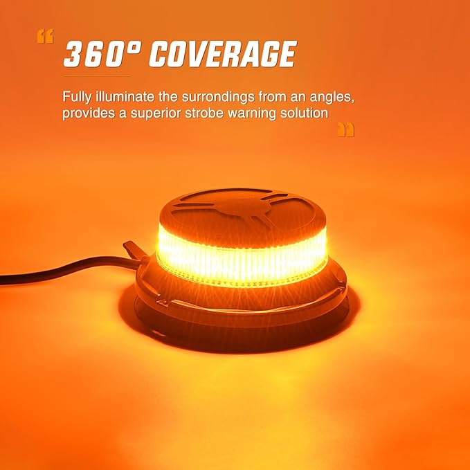 Nilight Amber Beacon Light 12V-24V Aluminum Base Flashing Safety Warning Lights Permanent & Magnet Mount LED Emergency Rotating Strobe Light for Forklift Truck Tractor UTV Snow Plow, 2 Years Warranty