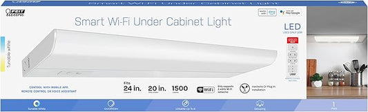 Feit Electric Under Cabinet Lighting 20" LED Light Fixture, Works with Alexa/Google Home, Frost Lens Kitchen Cupboard Night Light, Linkable up to 8, 20 Watts, 90 CRI, 1500 Lumens, White UCL24/CCTCA/AG