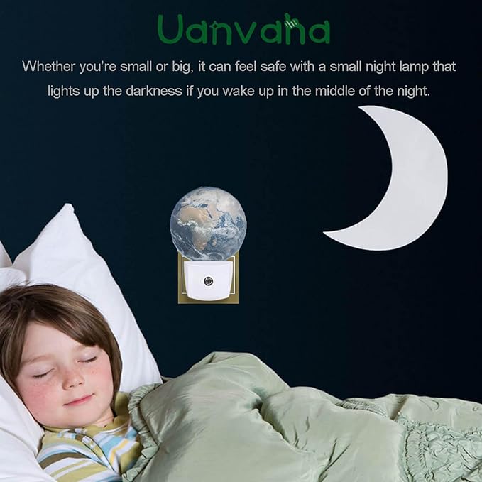 Planet Plug-in Nightlight Earth with Continents Oceans Plug-in Nightlight Energy Saving 0.5W LED Lighting for Boys Girls Men Women