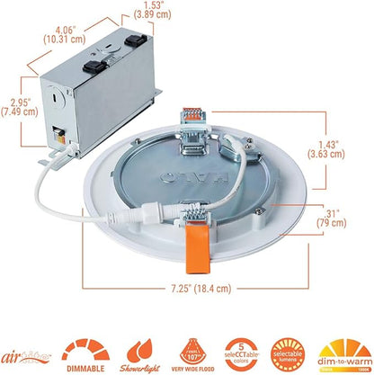 HALO HLBC 6 in Ultra-Slim Canless LED Recessed Downlight with Regressed Lens, Selectable CCT 2700K-5000K, Dim-to-Warm Technology, 900 Lumens, Wet Location Rated - HLBC6099FSD2W1EMW