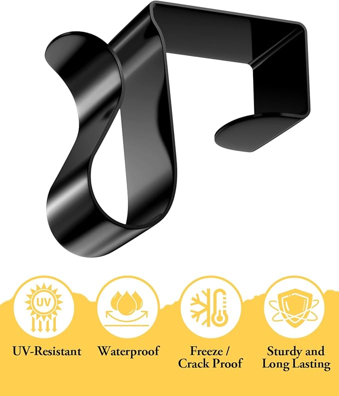 Gutter Clips for Hanging Outdoor Lights: 100 Pcs Metal Black Christmas Light Clips for outside String Lights - Weatherproof Gutter Clips for Xmas Halloween Seasonal Rope Mini Decoration Lights