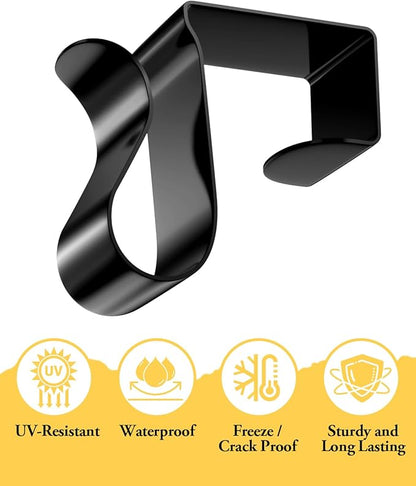Gutter Clips for Hanging Outdoor Lights: 100 Pcs Metal Black Christmas Light Clips for outside String Lights - Weatherproof Gutter Clips for Xmas Halloween Seasonal Rope Mini Decoration Lights