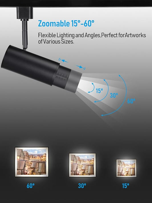 LEONLITE 8-Pack Zoomable LED Track Lighting Heads 5CCT, 12W H Type Track Light Heads, 15°-60° Beam Angle Dimmable Ceiling Track Lighting Fixture, CRI90 Ultra Bright Spotlight Fixture, Matte Black