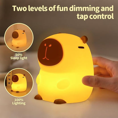 Capybara Night Light Squishy, 50Hrs Nursery Night Light, Touch Control 2 Brightness, 30Min Auto-Off, Rechargeable Bedside Lamp for Baby Kids, [Mothers Day Gifts]