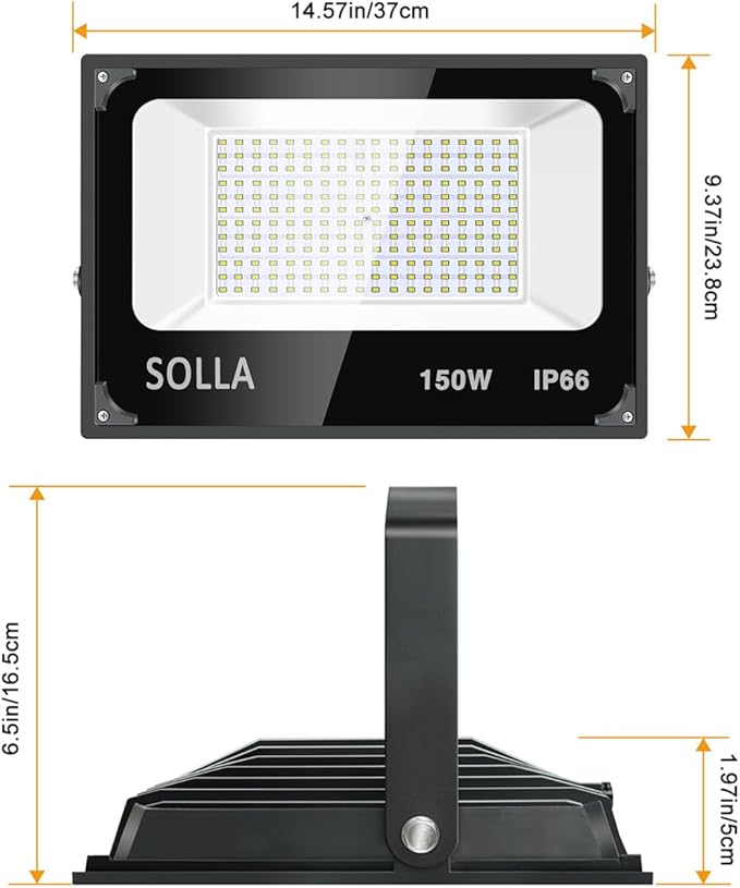 2 Pack 150W Led Flood Lights, 15000lm 6000K Daylight White Exterior Flood Lighting, Outdoor Indoor Lights Fixture, Security Floodlight Spotlight for Yard, Garden, Garage, Rooftop