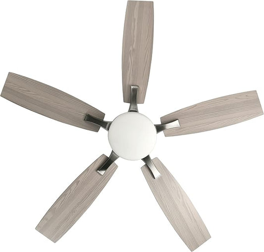 Design House 156621-BN Grayson 52-inch Five Blade Contemporary Indoor Ceiling Fan with LED Light Kit and Remote Control, Brushed Nickel