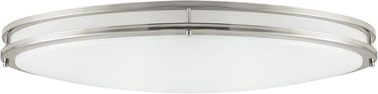 Sunlite 32" Oval Double Band Trim Flush Mount Light Fixture, 35 Watts, 3000 Lumens, Color Selectable 30K/40K/50K, Dimmable, ETL Listed, Brushed Nickel, for Residential & Office Use