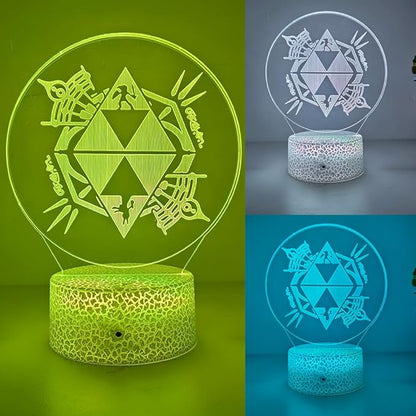 3D Night Light, 16 Color Changing Cartoon USB Desk Lamp, Crest of Hyrule Illusion Lighting with Remote Control for Home Decor Gift for Kids. (9)