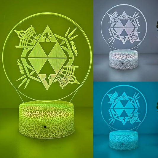 3D Night Light, 16 Color Changing Cartoon USB Desk Lamp, Crest of Hyrule Illusion Lighting with Remote Control for Home Decor Gift for Kids. (9)