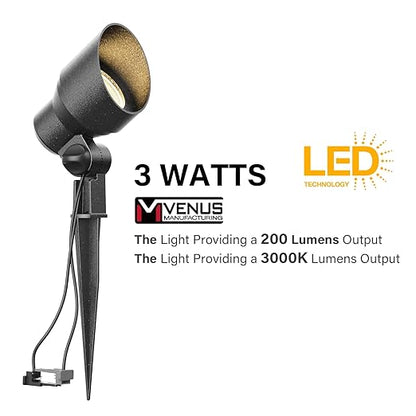 VENUS MANUFACTURING LED Landscape Lighting Kit 6 Spotlights 4 Path Lights with 200W Low Voltage Transformer for Outdoor Walkway Lights, Garden and Lawn Lights, Landscape Lighting