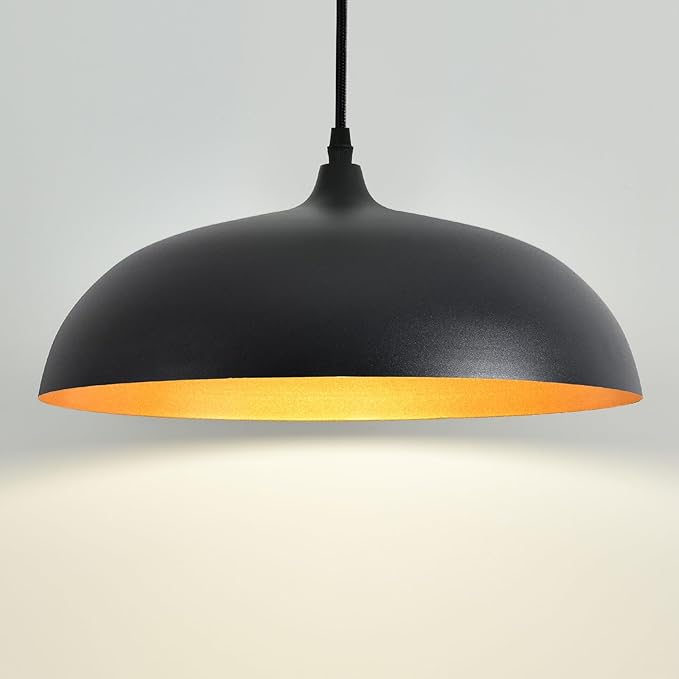 Large Pendant Light Fixtures Ceiling Hanging, 13.7" Dome Pendant Lights,Black Pendant Lighting Fixture,Adjustable Pendant Lamps for Hallway,Farmhouse,Dining Room,Living Room