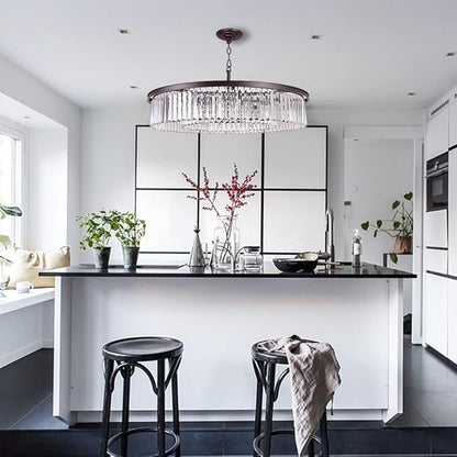 Oil Rubbed Bronze Crystal Chandeliers Modern Contemporary Ceiling Lights Fixtures Pendant Lighting for Dining Room Living Room Chandelier D33.5 8 Lights