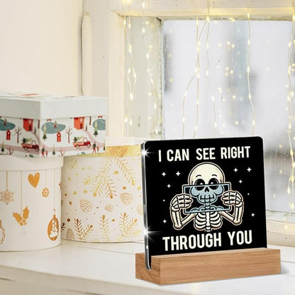 Funny Xray Tech Gifts for Women Men, Radiology Tech Gifts for Xray Tech Nurse MRI, Radiology Gift I Can See Through You Acrylic Plaque Office Desk Decor Sign 4 × 4 Inch
