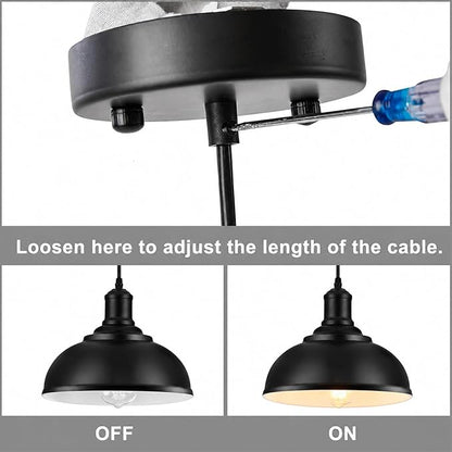 LOEHINLE Pendant Lighting Vintage Industrial Fixtures, Black Metal Farmhouse Lights, Ceiling Lamp for Kitchen Home Island Dining Room Bedroom, 11.4 inches