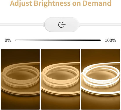 iNextStation USB LED Neon Lights Strip Warm White, 6.6ft 5V Neon Rope Lights Waterproof Flexible Dimmable LED Neon Tape Lights for TV Backlight, Bedroom, Cabinet, Kitchen, DIY Lighting