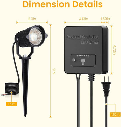 Low Voltage Landscape Lighting Kit, 6W Landscape Lights with Transformer 66FT UL-Listed Wire & Connectors, 3000K Waterproof Outdoor Spotlight Lights for Yard House Tree 12V-24V 8Pack